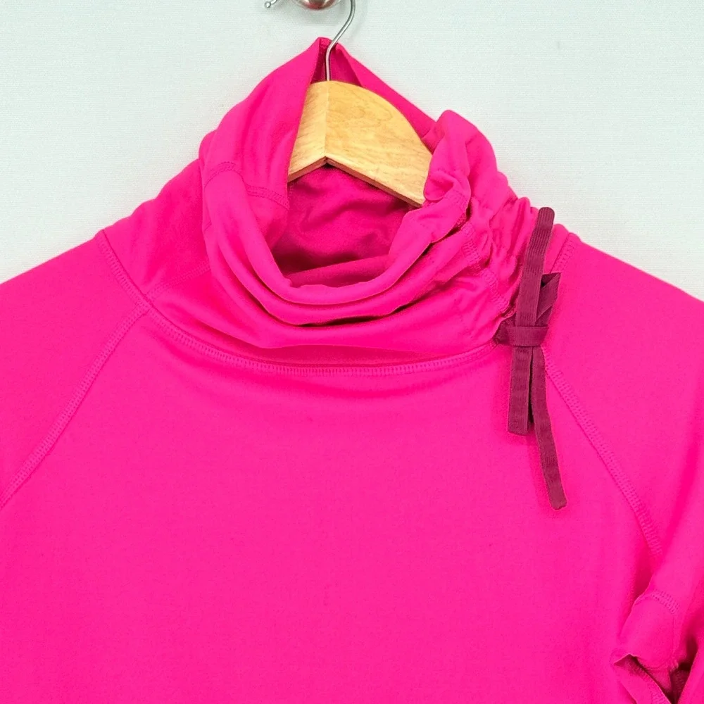 Nike Pro Cowl Neck Pullover Women Large Pink Dri-FIT Thumbhole Gorpcore Sporty